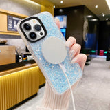 iPhone 15 Pro Max Deksel Glitter MagSafe Blå