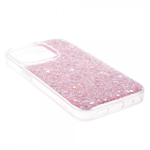 iPhone 15 Pro Max Deksel Glitterpaljetter Rosa