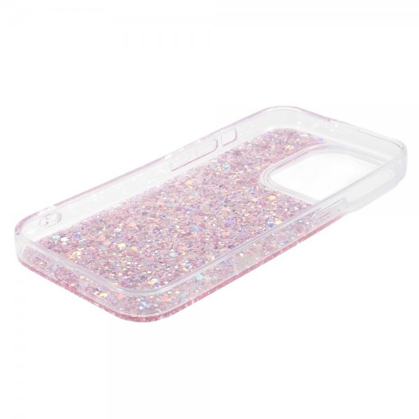 iPhone 15 Pro Max Deksel Glitterpaljetter Rosa