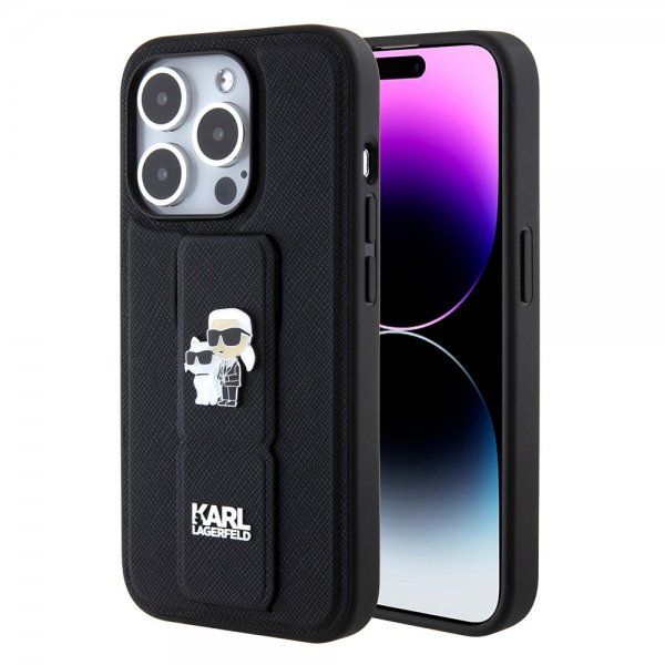 Karl Lagerfeld iPhone 15 Pro Max Deksel Grip Stand Function Svart