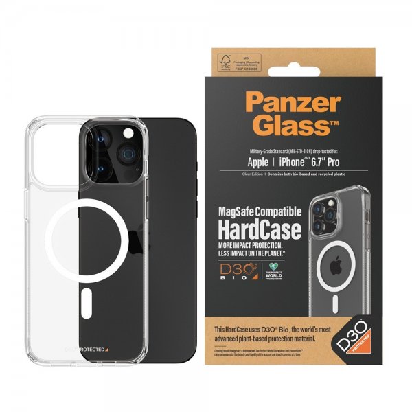 PanzerGlass iPhone 15 Pro Max Deksel HardCase MagSafe D3O Transparent