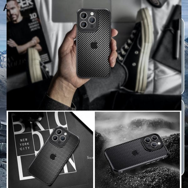 Ipaky iPhone 15 Pro Max Deksel Karbonfibermønster Blå