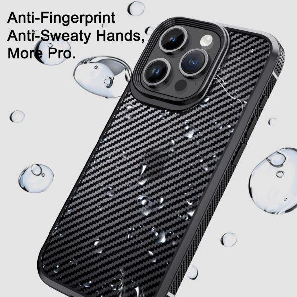 Ipaky iPhone 15 Pro Max Deksel Karbonfibermønster Svart