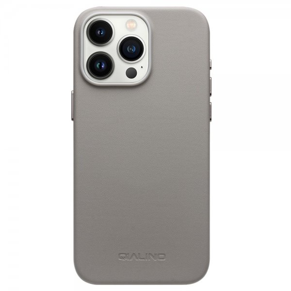 Qialino iPhone 15 Pro Max Deksel Kunstlæder MagSafe Grå