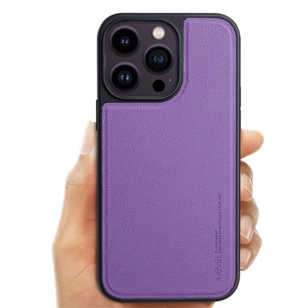X-Level iPhone 15 Pro Max Deksel Kunstlæder MagSafe Lilla