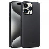 Qialino iPhone 15 Pro Max Deksel Kunstlæder MagSafe Svart