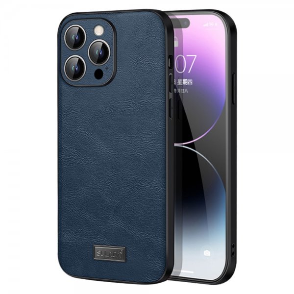 Sulada iPhone 15 Pro Max Deksel Skinntekstur Blå