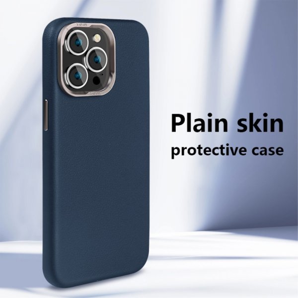 X-Level iPhone 15 Pro Max Deksel Skinntekstur MagSafe Blå