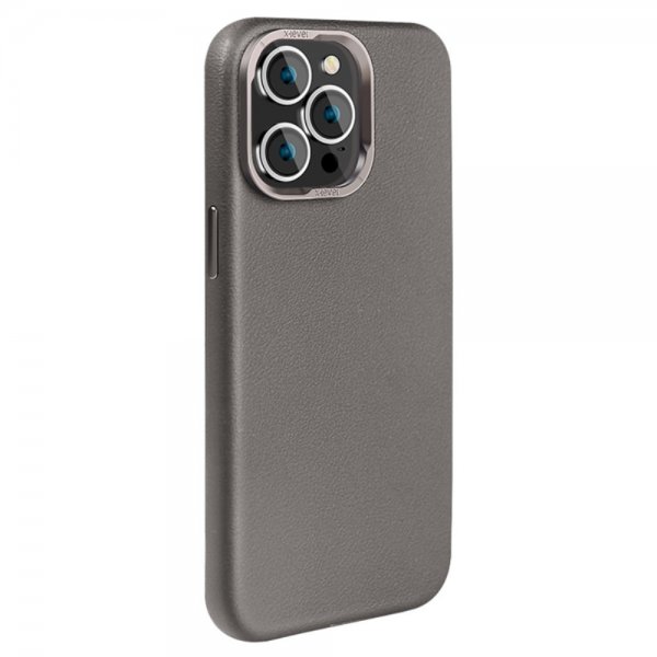 X-Level iPhone 15 Pro Max Deksel Skinntekstur MagSafe Grå