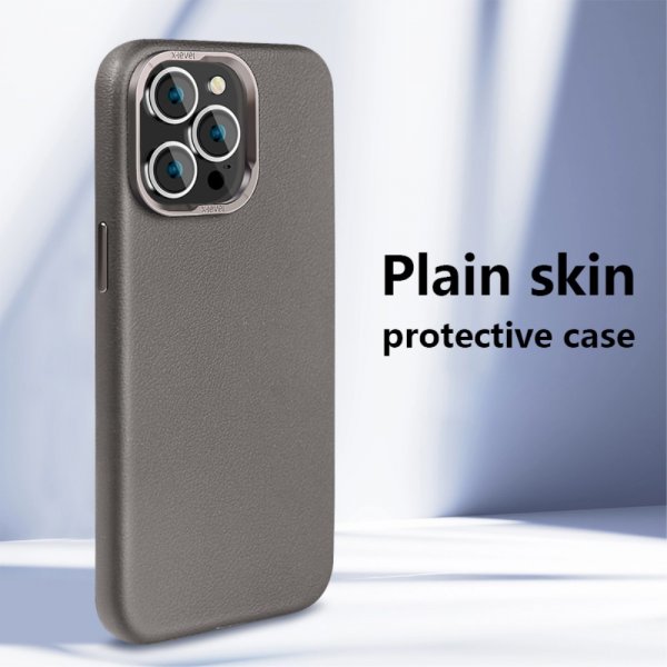 X-Level iPhone 15 Pro Max Deksel Skinntekstur MagSafe Grå