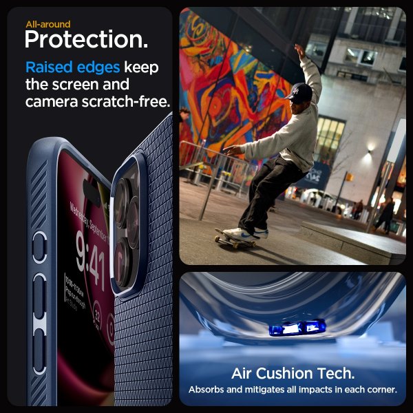Spigen iPhone 15 Pro Max Deksel Liquid Air Navy Blue