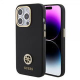 Guess iPhone 15 Pro Max Deksel Liquid Silicone Metal Logo Svart