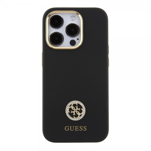 Guess iPhone 15 Pro Max Deksel Liquid Silicone Metal Logo Svart