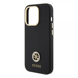 Guess iPhone 15 Pro Max Deksel Liquid Silicone Metal Logo Svart