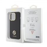 Guess iPhone 15 Pro Max Deksel Liquid Silicone Metal Logo Svart