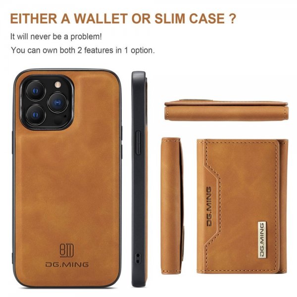 Dg.Ming iPhone 15 Pro Max Deksel M2 Series Avtakbart Kortholder Brun