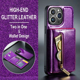 Dg.Ming iPhone 15 Pro Max Deksel M3 Series Avtakbart Kortholder Glitter Lilla