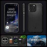 Spigen iPhone 15 Pro Max Deksel Mag Armor MagFit Matte Black