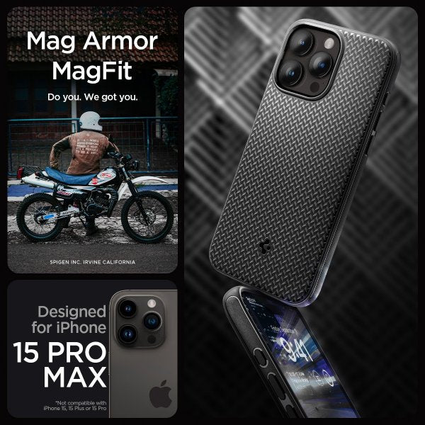 Spigen iPhone 15 Pro Max Deksel Mag Armor MagFit Matte Black