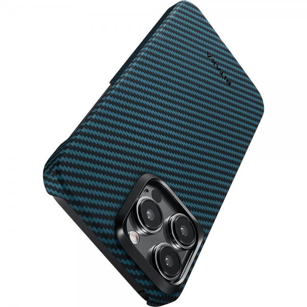 Pitaka iPhone 15 Pro Max Deksel MagEZ Case 4 Black/Blue Twill