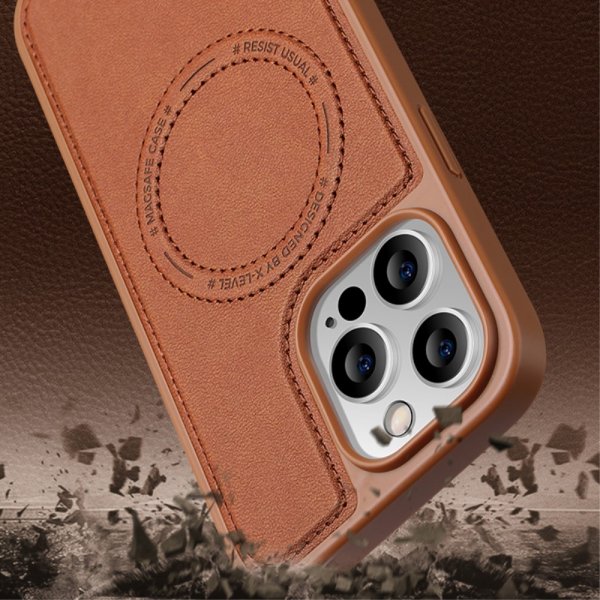 X-Level iPhone 15 Pro Max Deksel MagSafe Denim Jacket Brun