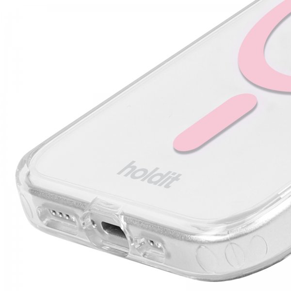 holdit iPhone 15 Pro Max Deksel MagSafe Case Rosa Transparent
