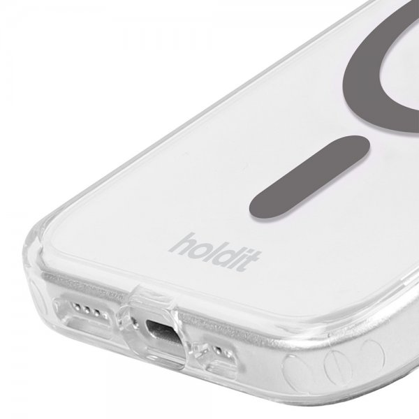 holdit iPhone 15 Pro Max Deksel MagSafe Case Space Gray Transparent