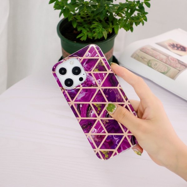 iPhone 15 Pro Max Deksel Marmormønster Lilla