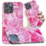 iPhone 15 Pro Max Deksel Marmormønster Rosa Rød