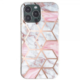 iPhone 15 Pro Max Deksel Marmormønster Hvit Rosa