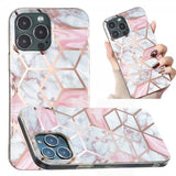 iPhone 15 Pro Max Deksel Marmormønster Hvit Rosa