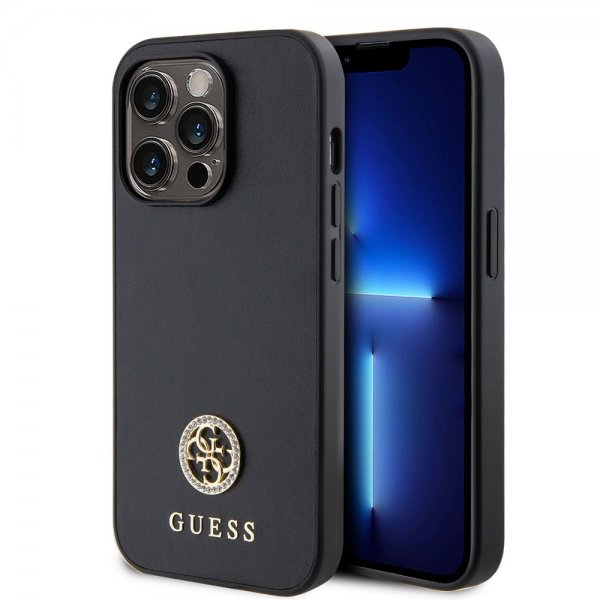 Guess iPhone 15 Pro Max Deksel Metal Logo Strass Svart