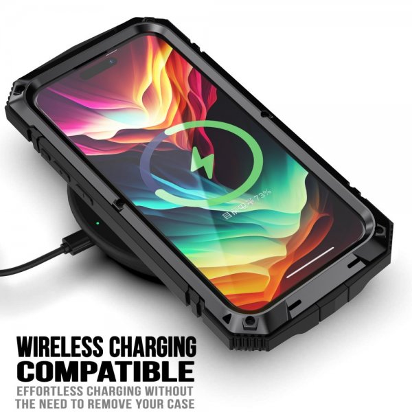 R-JUST iPhone 15 Pro Max Deksel Metall Støtsikker Svart
