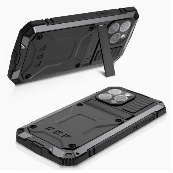 R-JUST iPhone 15 Pro Max Deksel Metall Støtsikker Svart