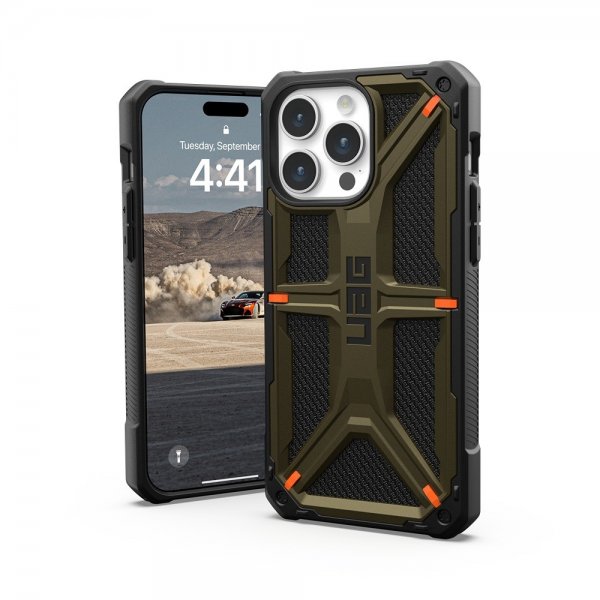 Urban Armor Gear (UAG) iPhone 15 Pro Max Deksel Monarch Kevlar Element Green