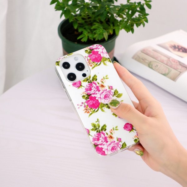 iPhone 15 Pro Max Deksel Motiv Rosor Hvit