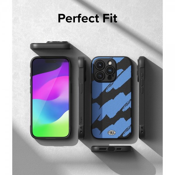Ringke iPhone 15 Pro Max Deksel Onyx Design Blue Brush
