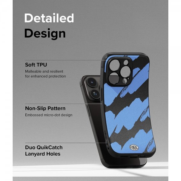 Ringke iPhone 15 Pro Max Deksel Onyx Design Blue Brush