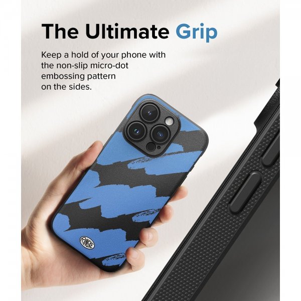Ringke iPhone 15 Pro Max Deksel Onyx Design Blue Brush
