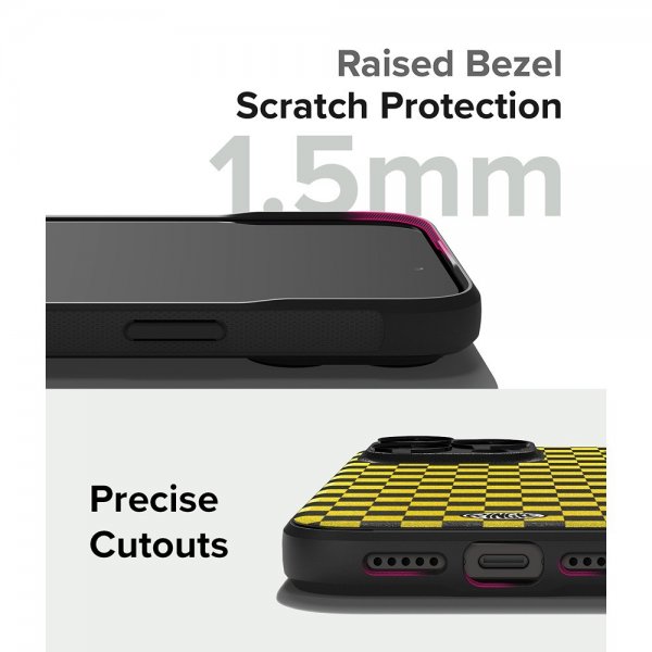 Ringke iPhone 15 Pro Max Deksel Onyx Design Checkerboard Yellow