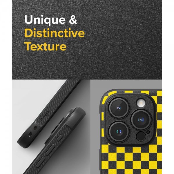 Ringke iPhone 15 Pro Max Deksel Onyx Design Checkerboard Yellow