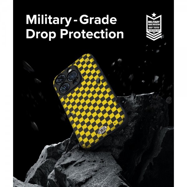 Ringke iPhone 15 Pro Max Deksel Onyx Design Checkerboard Yellow