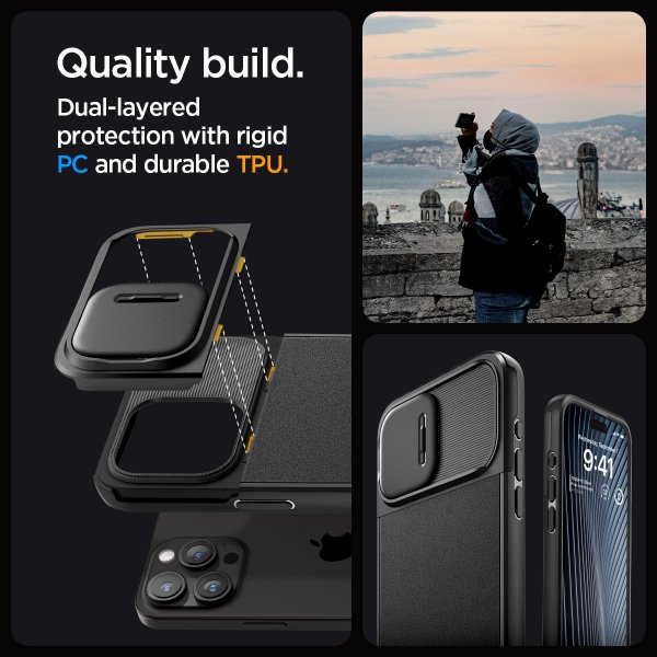 Spigen iPhone 15 Pro Max Deksel Optik Armor MagFit Svart