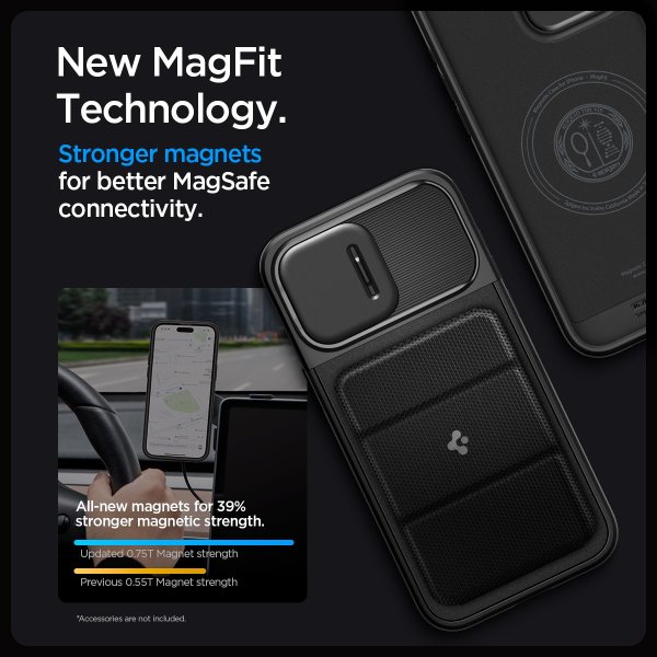 Spigen iPhone 15 Pro Max Deksel Optik Armor MagFit Svart