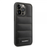 Karl Lagerfeld iPhone 15 Pro Max Deksel Quilted Nylon Puffy Case Logo Plate Svart