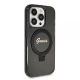 Guess iPhone 15 Pro Max Deksel Ring Stand Glitter MagSafe Svart