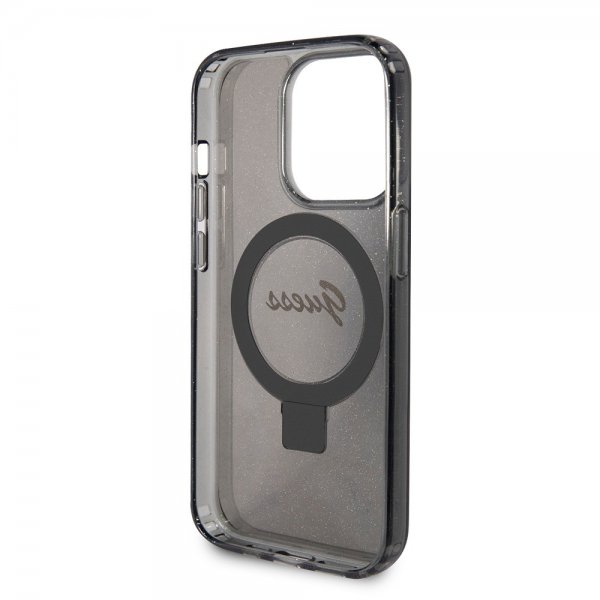 Guess iPhone 15 Pro Max Deksel Ring Stand Glitter MagSafe Svart