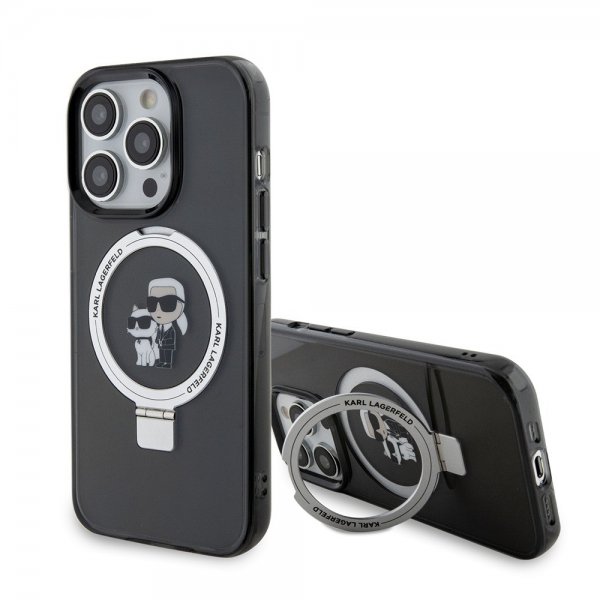 Karl Lagerfeld iPhone 15 Pro Max Deksel Ring Stand MagSafe Svart