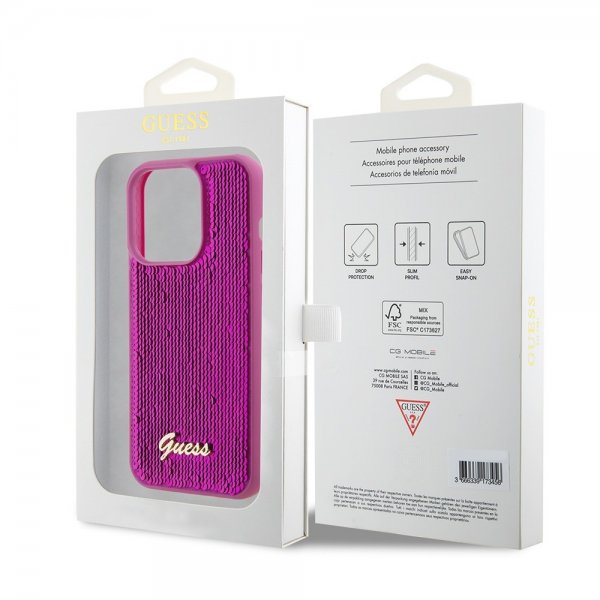 Guess iPhone 15 Pro Max Deksel Sequin Fuschia