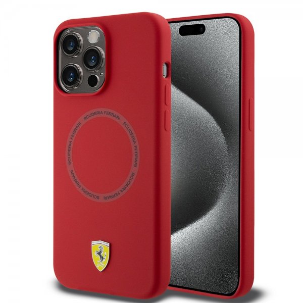 Ferrari iPhone 15 Pro Max Deksel Silicone MagSafe Rød